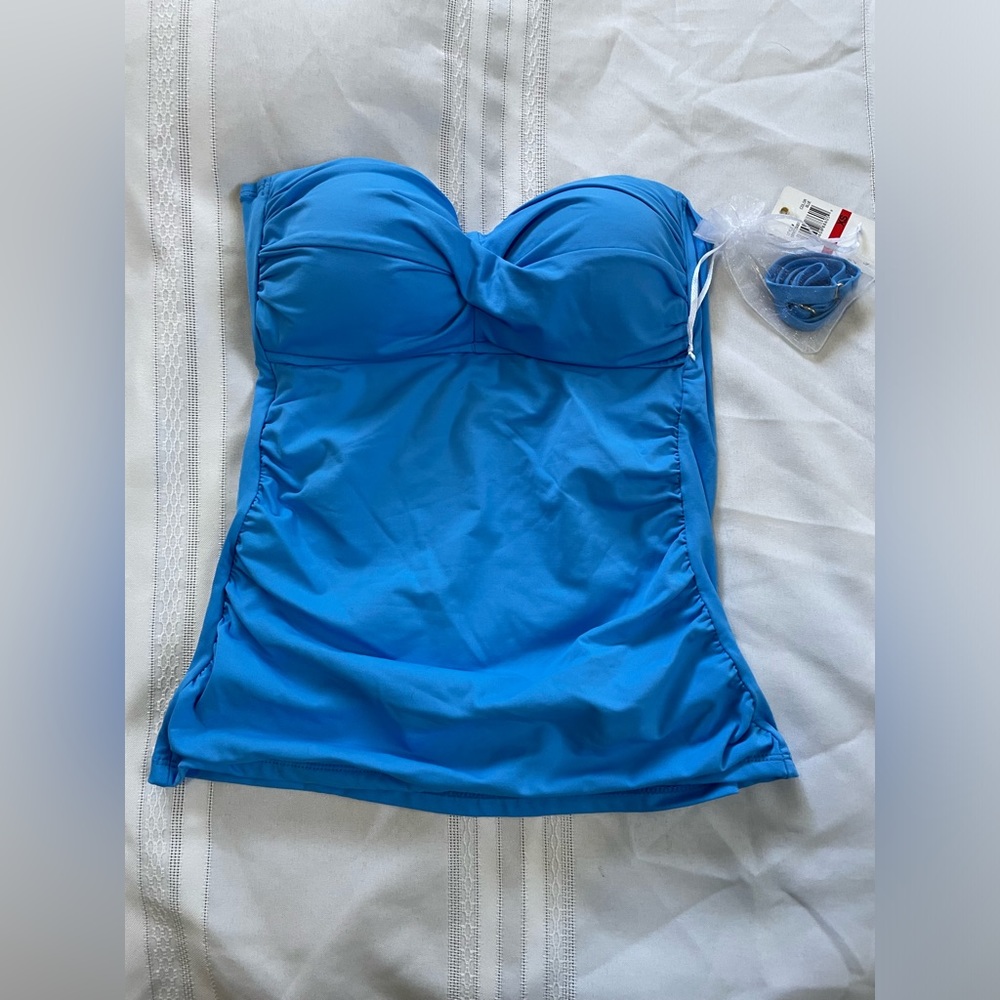 Anne Cole Solid Twist Front Tankini, Blue, Size XS